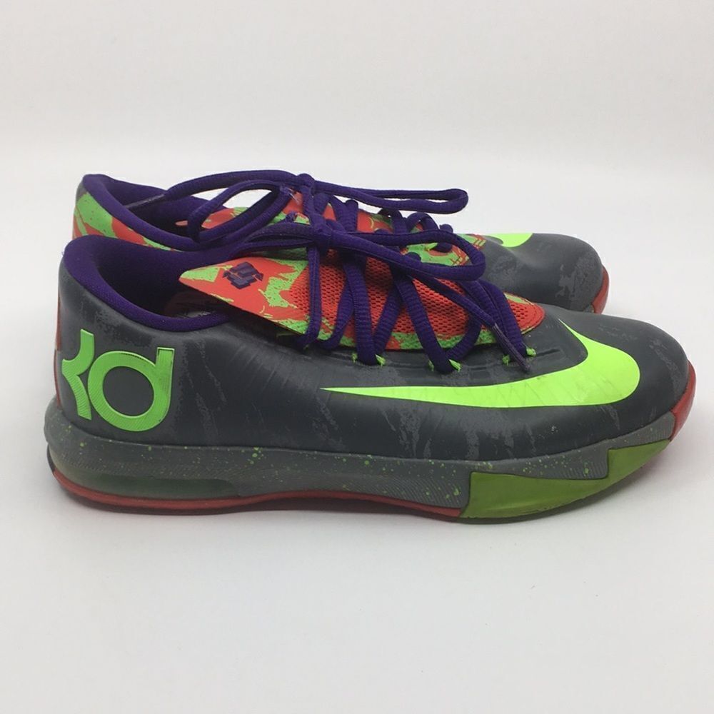 Nike KD 6 VII energy Kevin Durant gray neon green Size kids 4 Youth